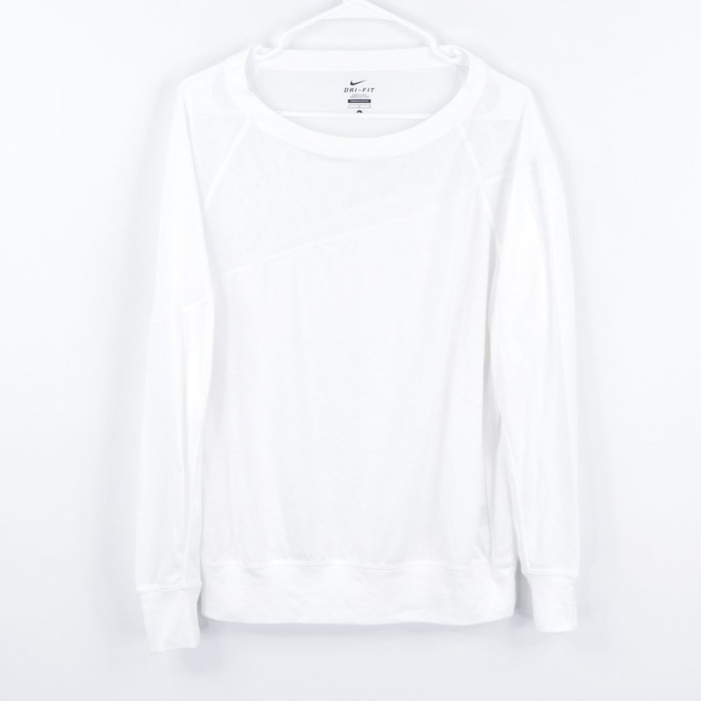 Nike Women's Asymmetrical Mesh White Athletic Top